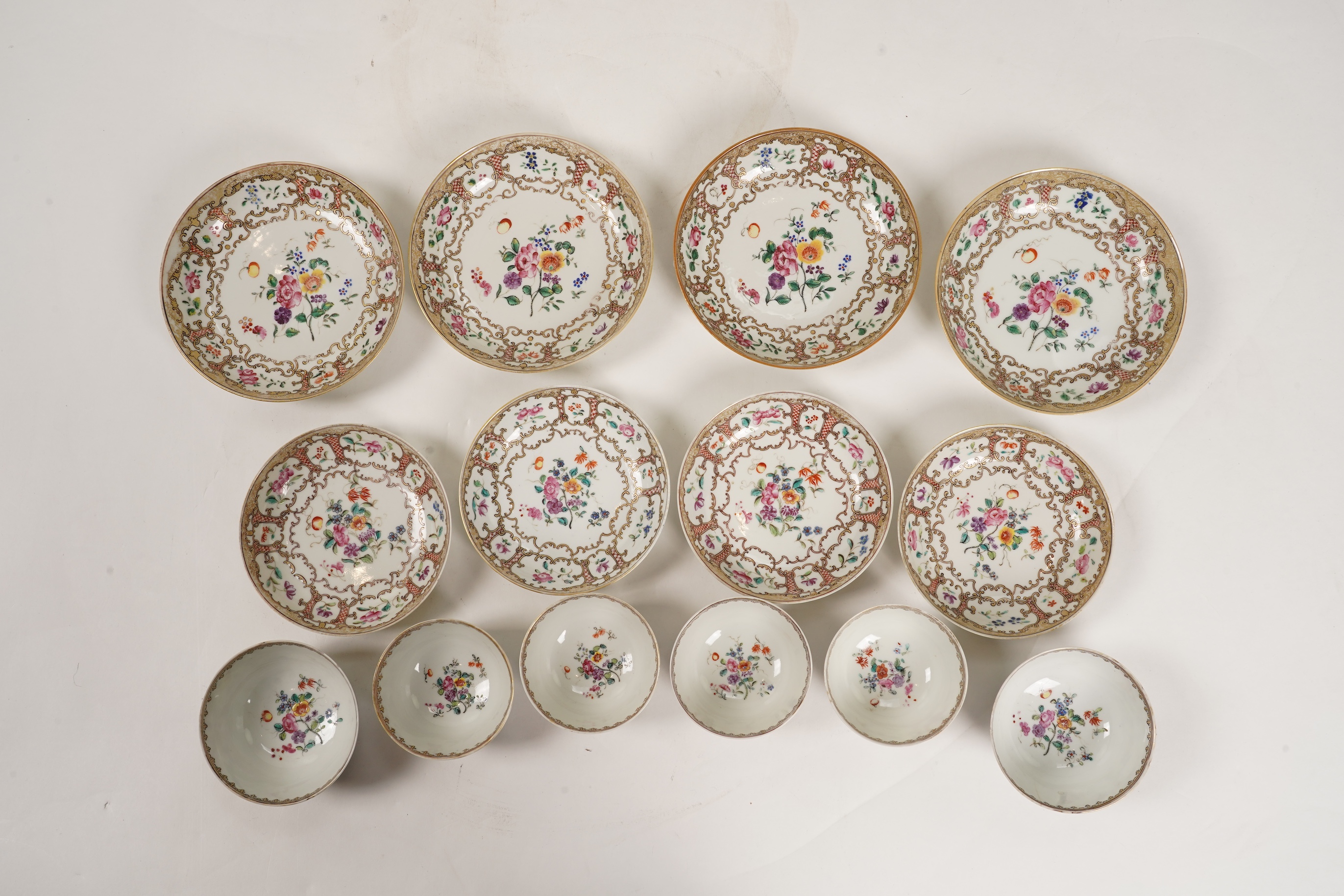 A Chinese famille rose part tea set, Qianlong period